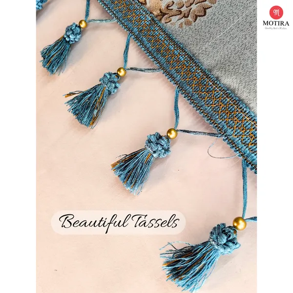 Motira_Decorative_Floral_Print_Fridge_Top_Cover|Single_Door|Refrigerator_Cover|Beautiful_Tassels|Embroidery_Designs|Washable_Material|_6_Utility_Pockets|Size_54_*_120_CM._(Flower_P_Green)