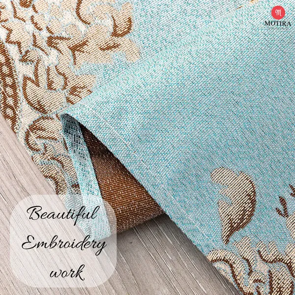 Motira_Decorative_Floral_Print_Fridge_Top_Cover|Single_Door|Refrigerator_Cover|Beautiful_Tassels|Embroidery_Designs|Washable_Material|_6_Utility_Pockets|Size_54_*_120_CM._(Flower_P_Green)