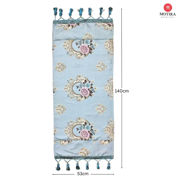 Motira_Decorative_Floral_Print_Fridge_Top_Cover|Single_Door|Refrigerator_Cover|Beautiful_Tassels|Embroidery_Designs|Washable_Material|_6_Utility_Pockets|Size_54_*_120_CM._(Flower_P_Green)