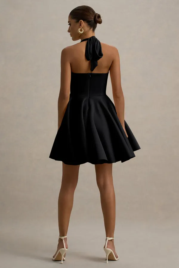 Black_Halter_Neck_Skater_Mini_Dress
