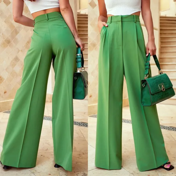 Green_Comfy_And_Classy_Wide_Leg_Pants_With_Side_Pockets