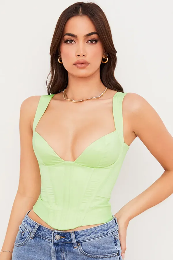 Lime_Green_Satin_Corset_For_Women