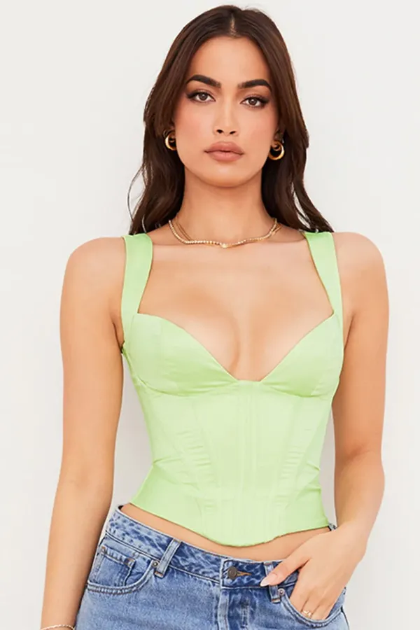 Lime_Green_Satin_Corset_For_Women