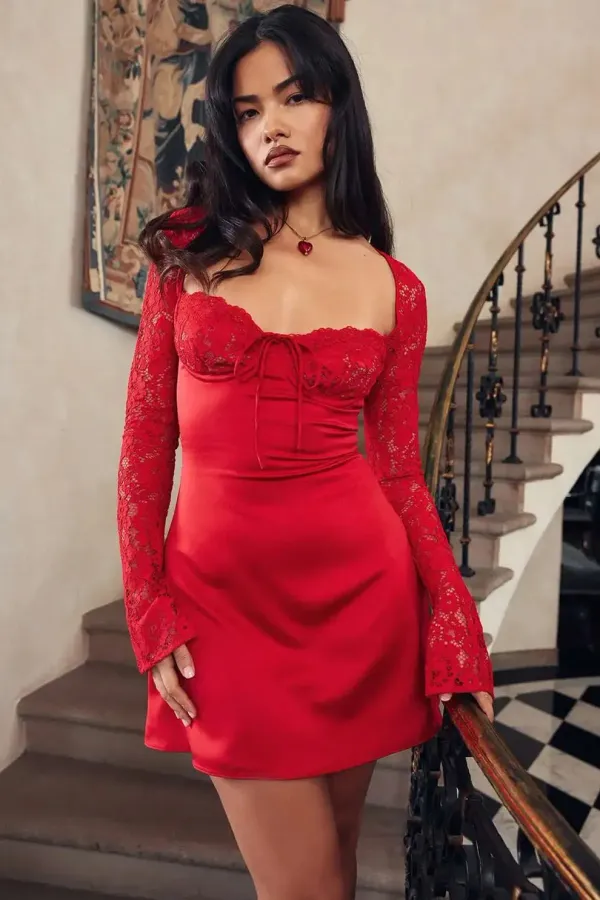Red_Womens_A-Line_Mini_Dress_For_Women