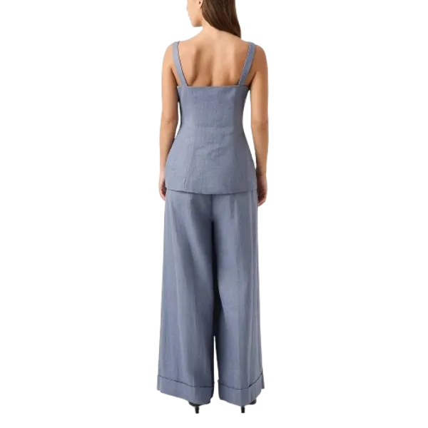 Denim_Blue_Sleeveless_Button_Front_Tank_Top_Wide_Leg_Trousers