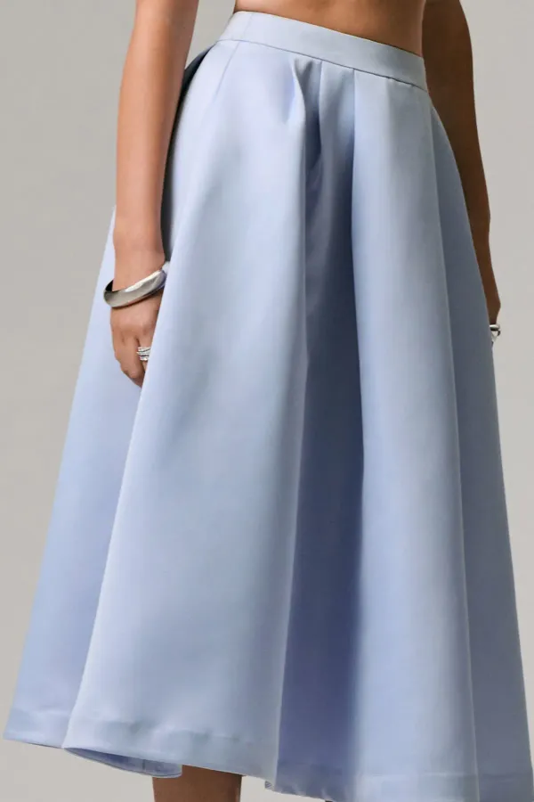 Blue_Sris_Satin_Top_&_Pleated_Midi_Skirt
