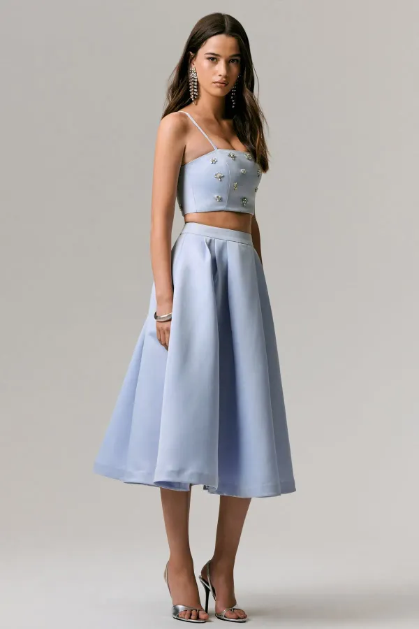 Blue_Sris_Satin_Top_&_Pleated_Midi_Skirt