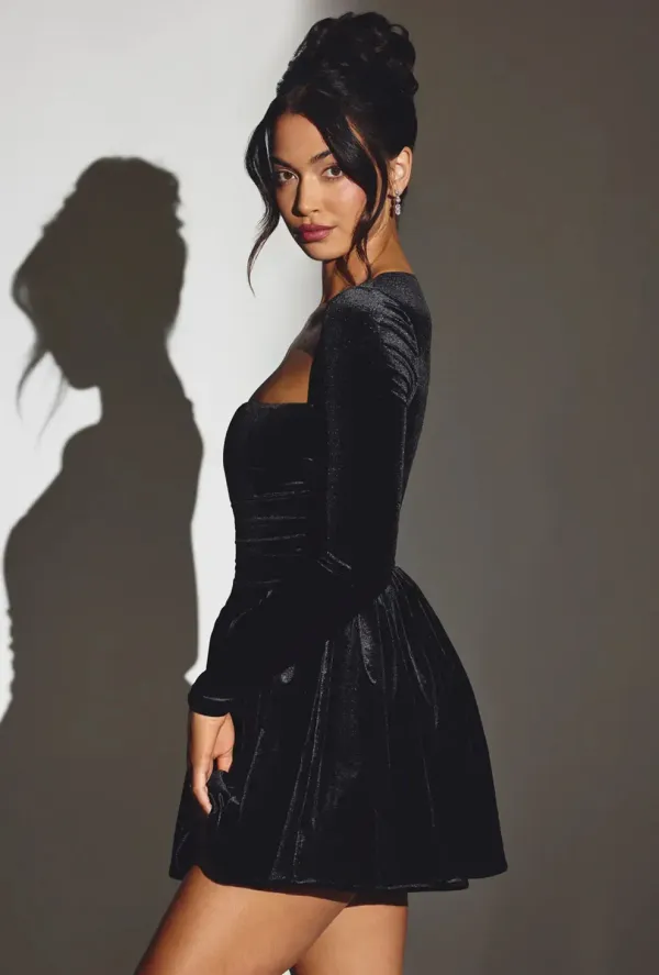Black_Velvet_Long_Sleeve_Corset_Mini_Dress