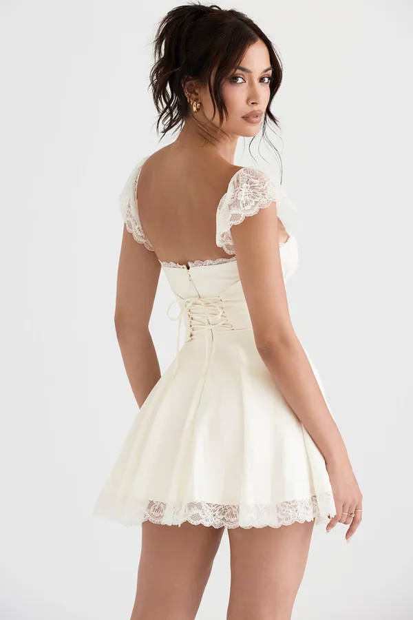 White_Scua_Crepe_A-Line_Mini_Dress__For_Women