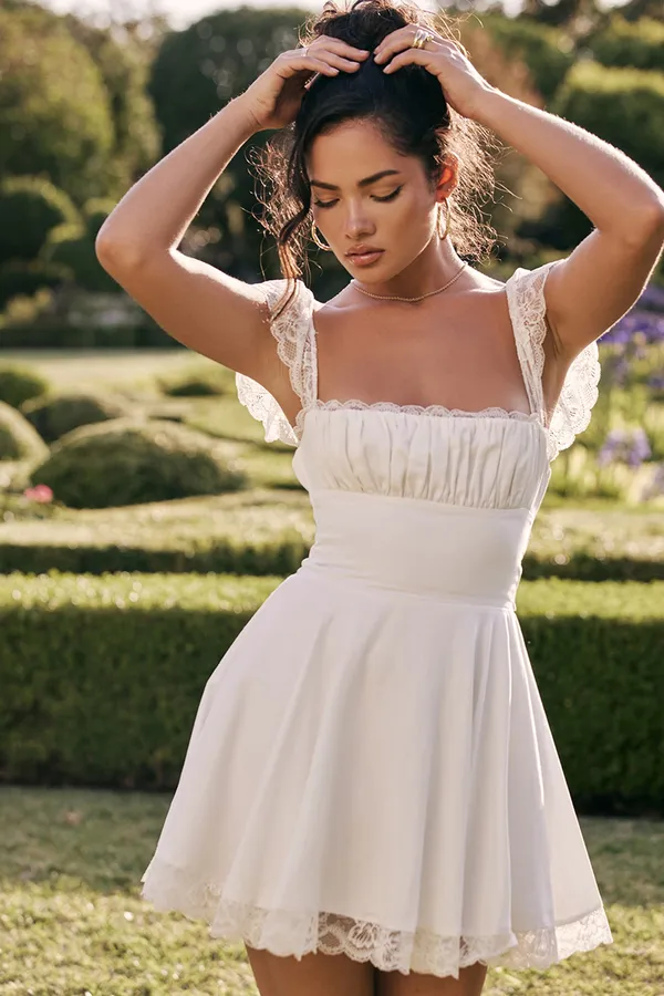 White_Scua_Crepe_A-Line_Mini_Dress__For_Women