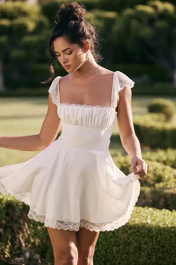 White_Scua_Crepe_A-Line_Mini_Dress__For_Women