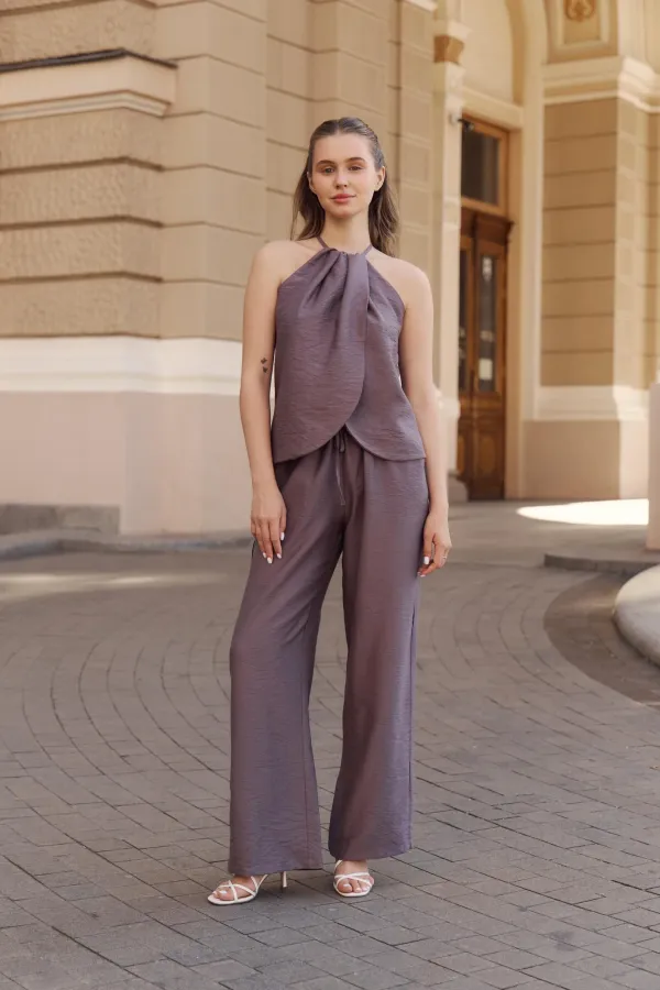 Brown_Halter_Top_And_Palazzo_Pants_For_Women_&_Girls