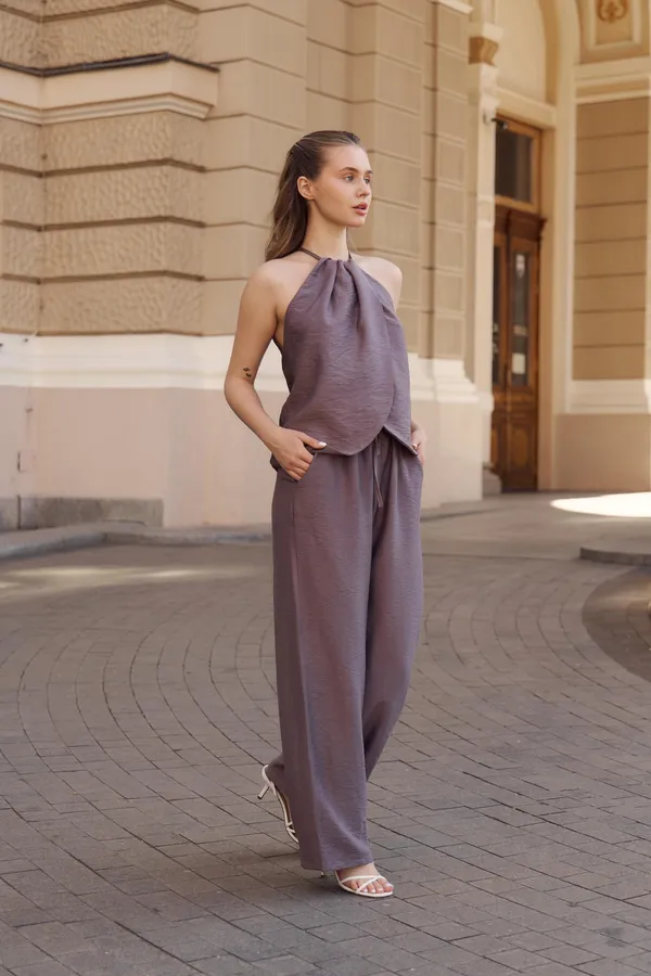 Brown_Halter_Top_And_Palazzo_Pants_For_Women_&_Girls