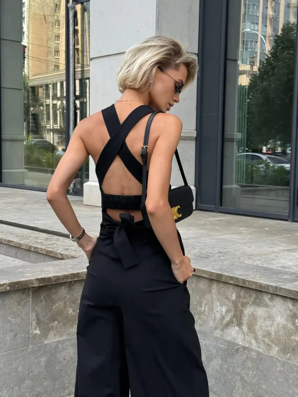 Black_Women_Sleeveless_Top_And_Wide_Leg_High_Waist_Pants