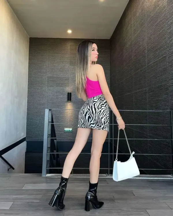 Pink_Womens_Top_And_Zebra_Print_Skirt