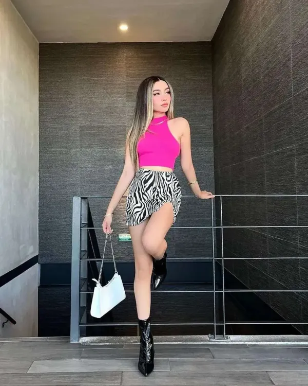 Pink_Womens_Top_And_Zebra_Print_Skirt
