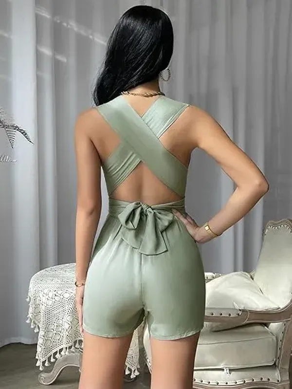 Army_Green_Womens_Sleeveless_Crisscross_Tie_Backless_Plunging_Neck_Ruched_Jumpsuit