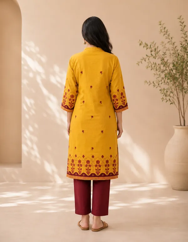 Yellow_Kurti_With_Print_For_Women