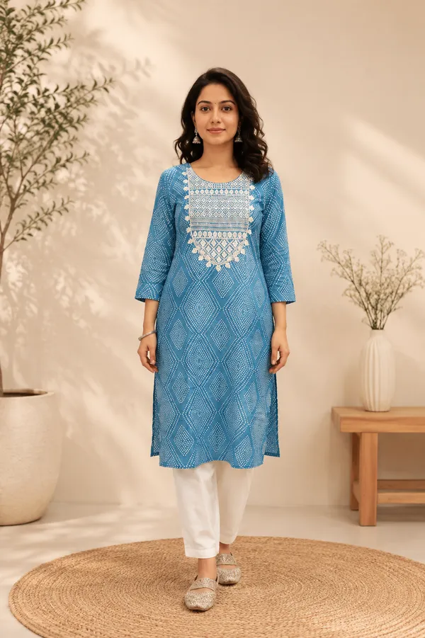 Blue_Printed_Cotton_Kurta_With_Embroidered_Yoke