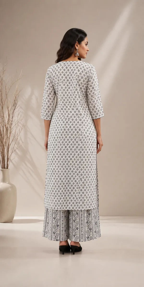 White_Block_Printed_Kurta_Set_With_Palazzo_Pants_-_Traditional_Indian_Ethnic_Wear