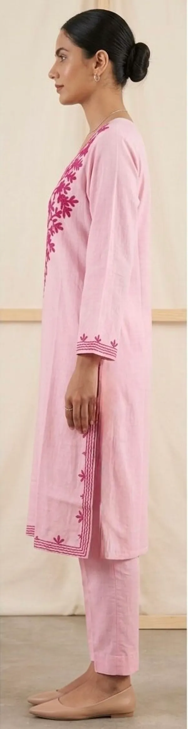 Pink_Cotton_Kurta_Set_With_Floral_Hand_Embroidery