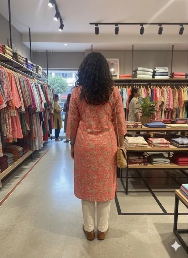 Elegant_Coral_Printed_Kurta_For_Women