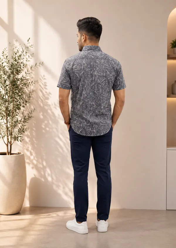 Grey_Abstract_Print_Short_Sleeve_Casual_Shirt_For_Men_Ganymede_by_Dhaarni