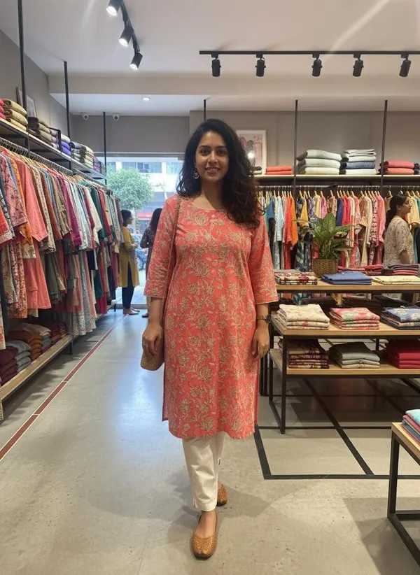 Elegant_Coral_Printed_Kurta_For_Women