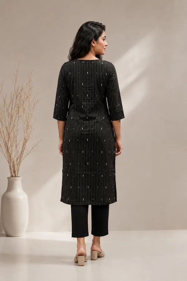 Black_Pinstripe_Kurti_With_Button_Detail