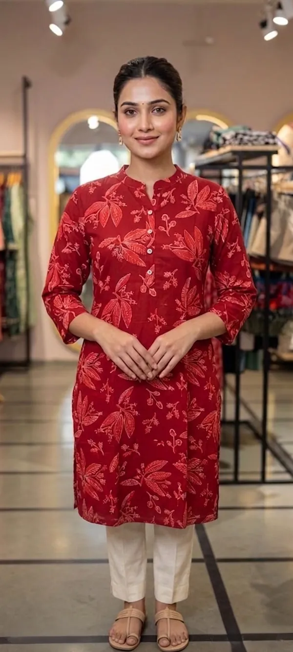 Red_Floral_Cotton_Kurta_for_Women