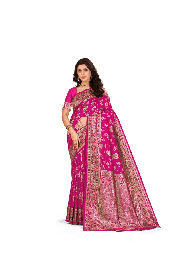 Women's_Kanjivaram_Banarasi_Silk_Saree_With_Blouse||Saree_For_Women||Designer_Saree||Traditional_Saree||Trending_Saree_With_Blouse||soft_silk_sarees||sari