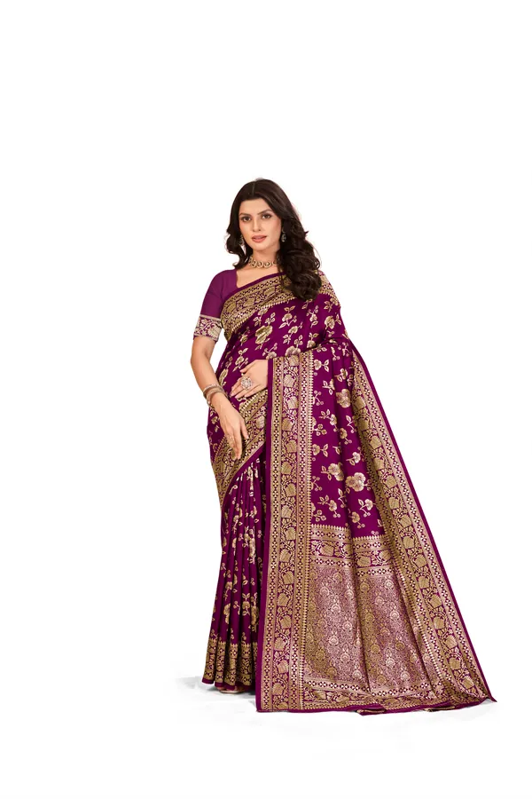 Women's_Kanjivaram_Banarasi_Silk_Saree_With_Blouse||Saree_For_Women||Designer_Saree||Traditional_Saree||Trending_Saree_With_Blouse||soft_silk_sarees||sari