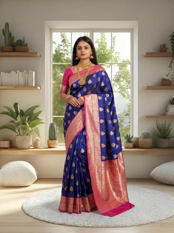 Women's_Kanjivaram_Banarasi_Silk_Saree_With_Blouse||Saree_For_Women||Designer_Saree||Traditional_Saree||Trending_Saree_With_Blouse||soft_silk_sarees||sari