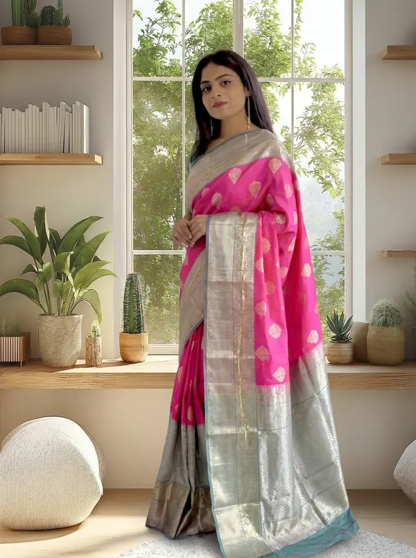 Women's_Kanjivaram_Banarasi_Silk_Saree_With_Blouse||Saree_For_Women||Designer_Saree||Traditional_Saree||Trending_Saree_With_Blouse||soft_silk_sarees||sari