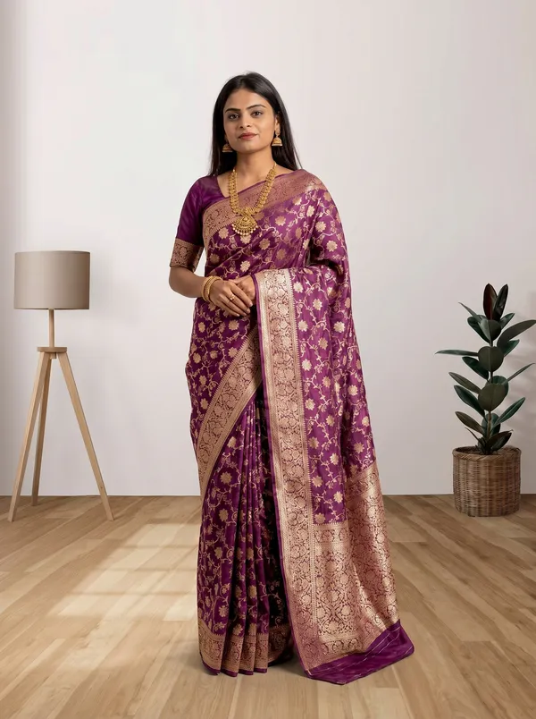 Women’s_Pure_Zari_Silk_Kanjivaram_Banarasi_Saree_with_Blouse_|_Elegant_Designer_Ethnic_Saree