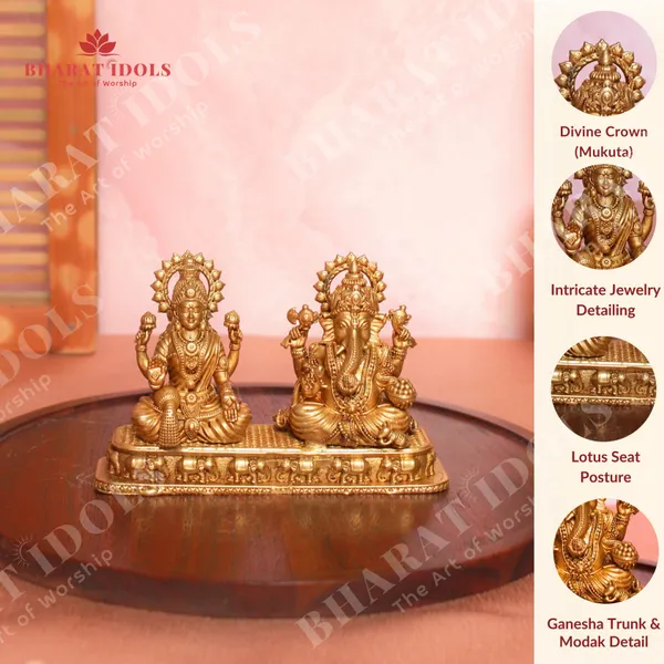 100%_Brass_Ganesh_with_Goddess_Lakshmi_Divine_Duo_Idol