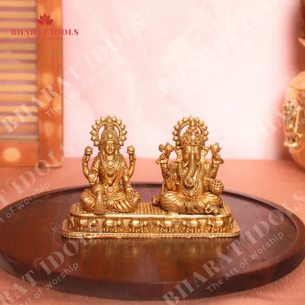 100%_Brass_Ganesh_with_Goddess_Lakshmi_Divine_Duo_Idol