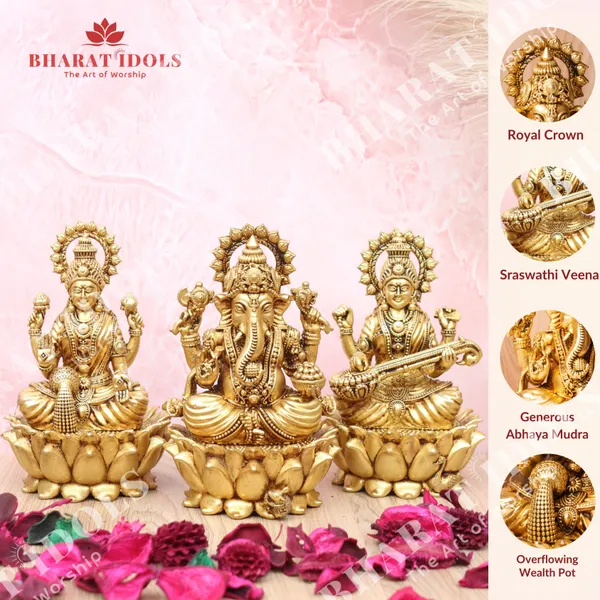 100%_Brass_Ganpati_Lakshmi_Sarswati_Trio_Idols
