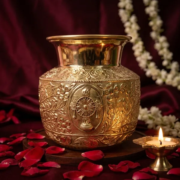 100%_Brass_Shankh_Chakra_Namah_Kalash/_Kodam