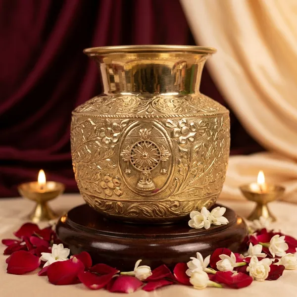 100%_Brass_Shankh_Chakra_Namah_Kalash/_Kodam