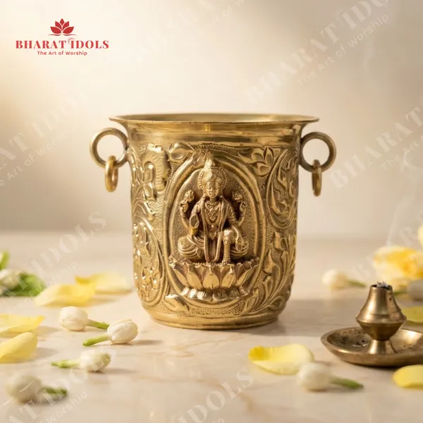 100%_Brass_Tirupati_Balaji_&_Lakshmi_Maa_Embossed_Glass_Idol