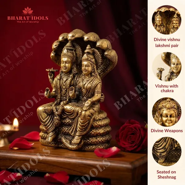 100_%_Brass_Vaikunthpati_Vishnu_Lakshmi_Idol