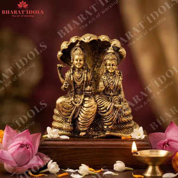 100_%_Brass_Vaikunthpati_Vishnu_Lakshmi_Idol