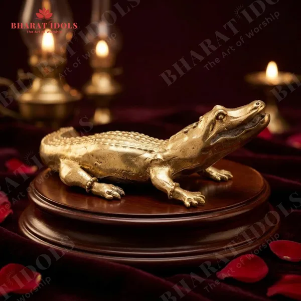 100__%_Brass_Khodiyar_Mata_Crocodile_(Goddess_Ganga)
