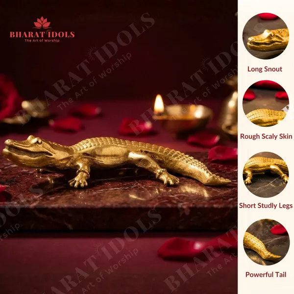 100__%_Brass_Khodiyar_Mata_Crocodile_(Goddess_Ganga)