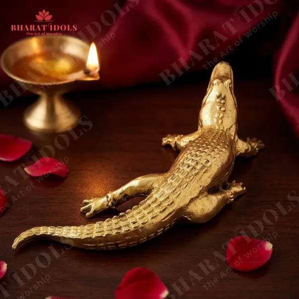 100__%_Brass_Khodiyar_Mata_Crocodile_(Goddess_Ganga)