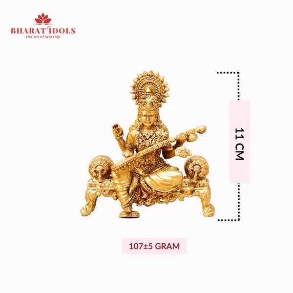 100%_Brass_Singhasan_Saraswati_Idol