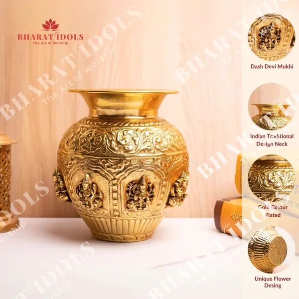 100%_Brass_Gold_Plated_Ashta_Mahadevi_Avatar_Kalash_Idol