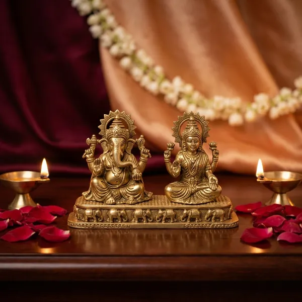 100%_Brass_Ganesh_with_Goddess_Lakshmi_Divine_Duo_Idol