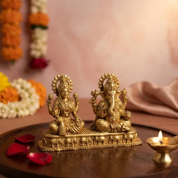 100%_Brass_Ganesh_with_Goddess_Lakshmi_Divine_Duo_Idol